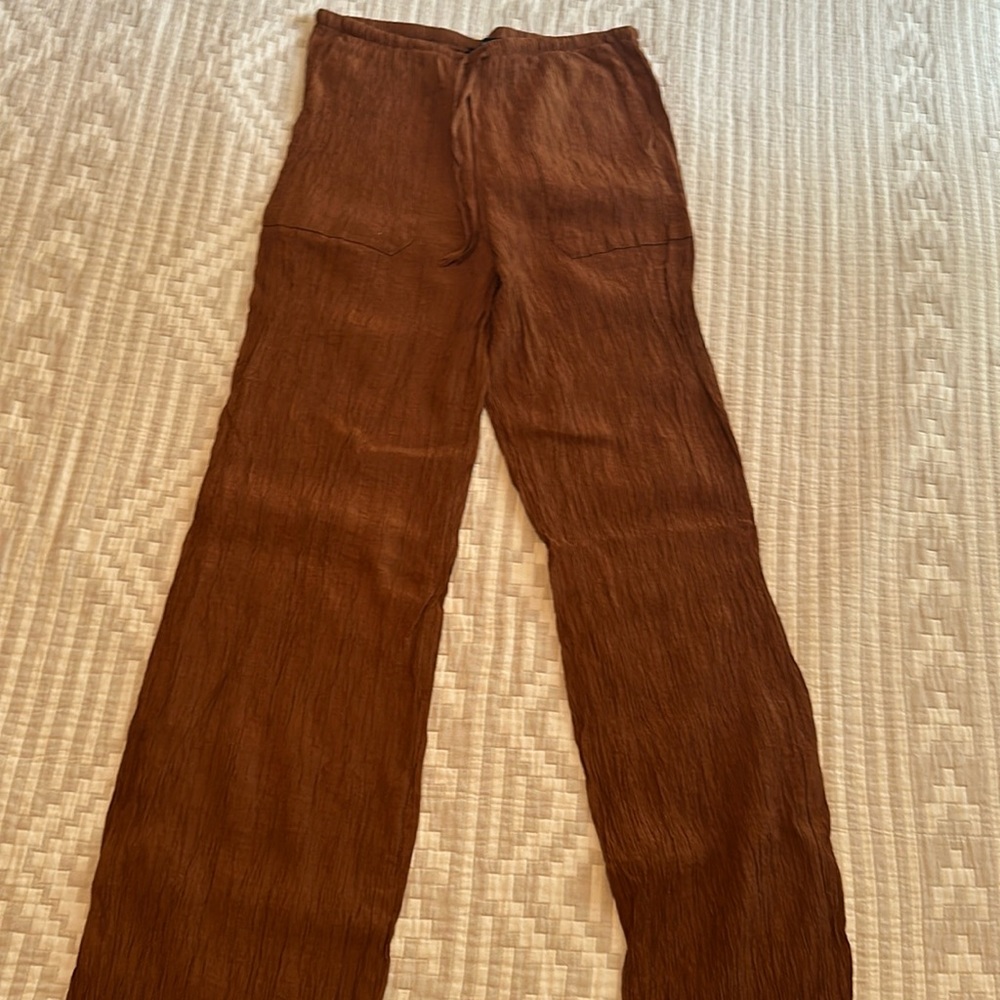 Zara drawstring crinkle pants